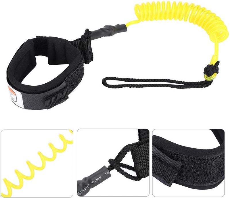 woobles Surfboard Leg Leash,Coiled Surfboard Leash Ankle Cuff Safety SUP Leash for Inflatable Paddle Board Snowboard Black - Image 5